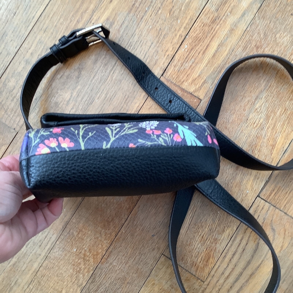 Black and  Floral Leather Crossbody Purse Mini SUPER SWEET AIMEE KESTENBERG - Picture 5 of 5